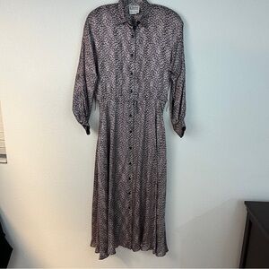 Vintage Neiman Marcus 100% Silk Dress Midi Size 8 Light Pink Black